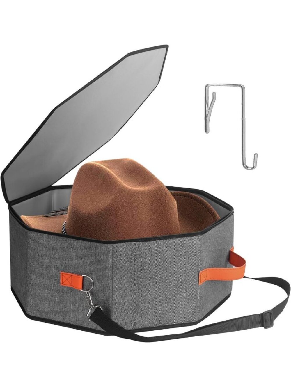 Stylish Hat Storage Box for Travel, Hardboard Cowboy Hat Organizer with Door